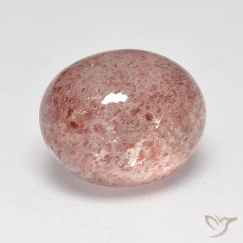 3.90 ct Pink Strawberry Quartz Stone, Natural Strawberry Quartz in Oval Cabochon Shape for Sale