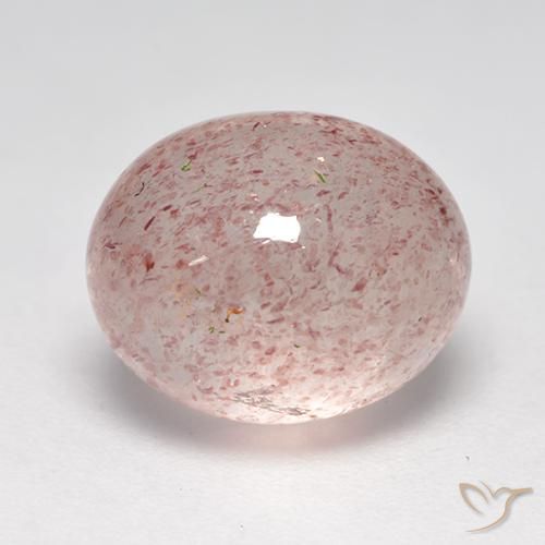 4.81 ct Pink Strawberry Quartz Stone, Natural Strawberry Quartz in Oval Cabochon Shape for Sale