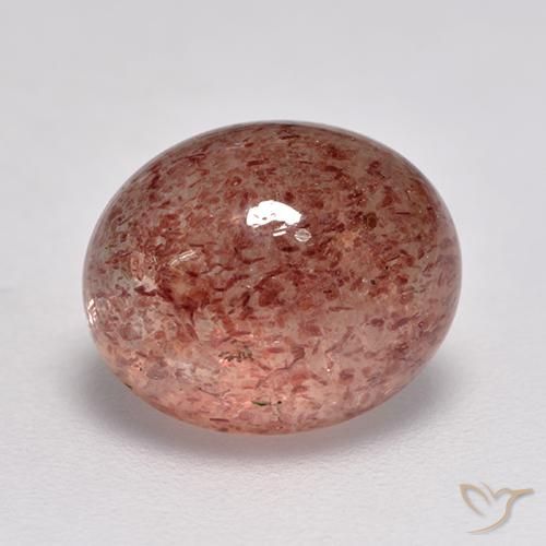3.82 ct Pink Strawberry Quartz Stone, Natural Strawberry Quartz in Oval Cabochon Shape for Sale