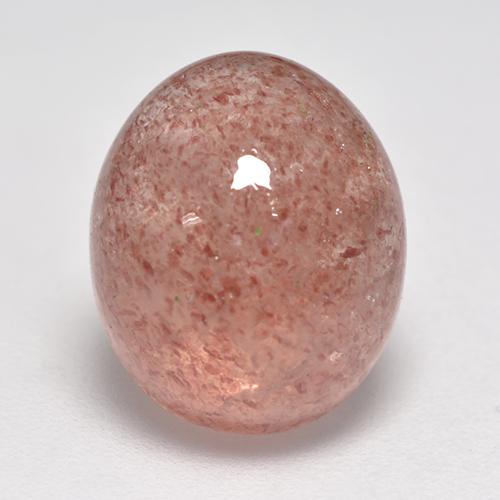 Orangish Pink Клубничный Кварц Камень - 5.9ct Овал Кабошон (ID: 532401)