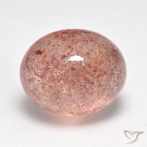 5.28 ct Pink Strawberry Quartz Stone, Natural Strawberry Quartz in Oval Cabochon Shape for Sale