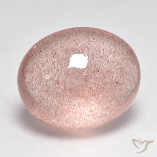 10.22 ct Pink Strawberry Quartz Stone, Natural Strawberry Quartz in Oval Cabochon Shape for Sale