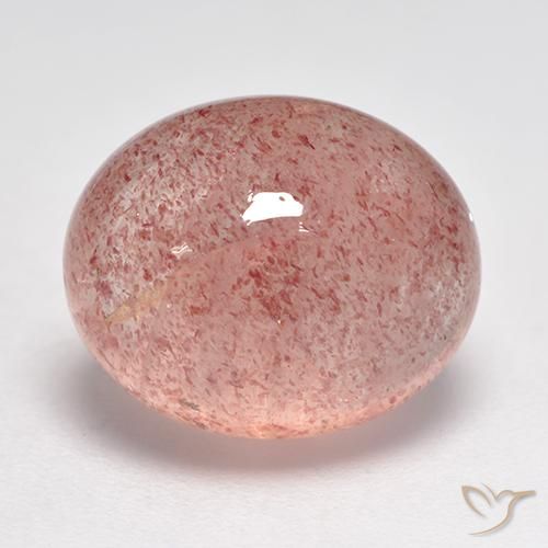 8.24 ct Pink Strawberry Quartz Stone, Natural Strawberry Quartz in Oval Cabochon Shape for Sale