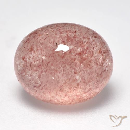 8.27 ct Pink Strawberry Quartz Stone, Natural Strawberry Quartz in Oval Cabochon Shape for Sale