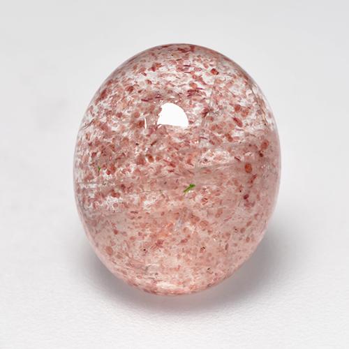 Medium-Light Pink Strawberry Quartz Gem - 5.5ct Oval Cabochon (ID: 532410)