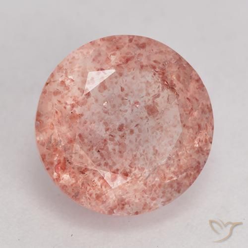 3.62 ct Pink Strawberry Quartz Stone, Natural Strawberry Quartz in Round Facet Shape for Sale
