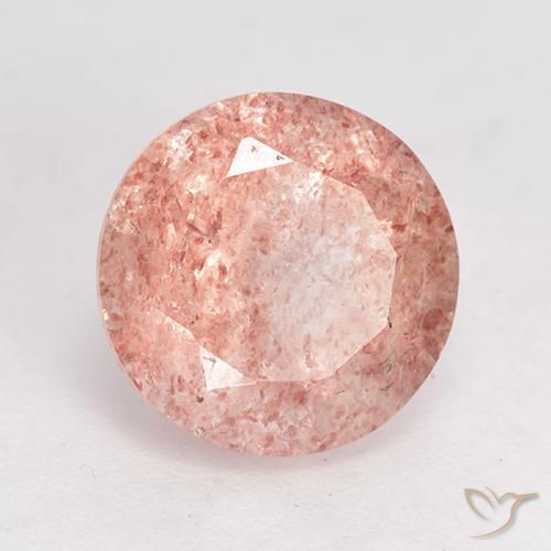 3.51 ct Pink Strawberry Quartz Stone, Natural Strawberry Quartz in Round Facet Shape for Sale