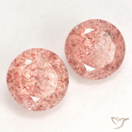 2.37 ctw Pink Strawberry Quartz Stones, Natural Strawberry Quartz in Round Facet Shape for Sale