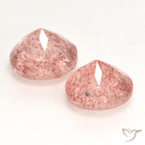 Strawberry Quartz Gemstones in 7 mm (calibrated) Size for Sale, Strawberry Quartz Stones in Medium-Light Pink Color