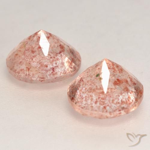 Strawberry Quartz Gemstones in 7 mm (calibrated) Size for Sale, Strawberry Quartz Stones in Light Orangish Pink Color
