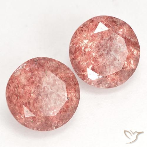 2.25 ctw Pink Strawberry Quartz Stones, Natural Strawberry Quartz in Round Facet Shape for Sale