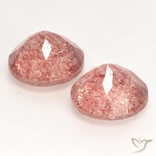 Strawberry Quartz Gemstones in 7 mm (calibrated) Size for Sale, Strawberry Quartz Stones in Rose Pink Color