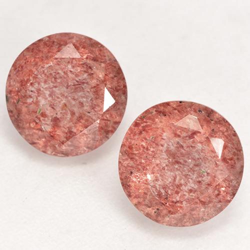 Medium Pink Strawberry Quartz Gem - 1.3ct Round Facet (ID: 532556)