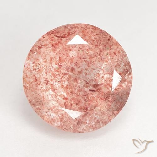 3.70ct Natural Pink Orange Strawberry Quartz, Round, Translucent