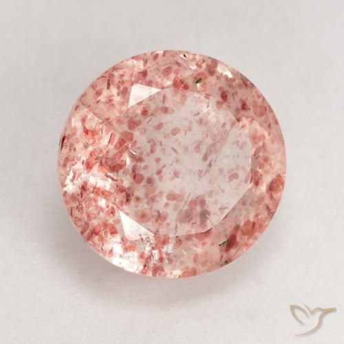 3.86 ct Pink Strawberry Quartz Stone, Natural Strawberry Quartz in Round Facet Shape for Sale
