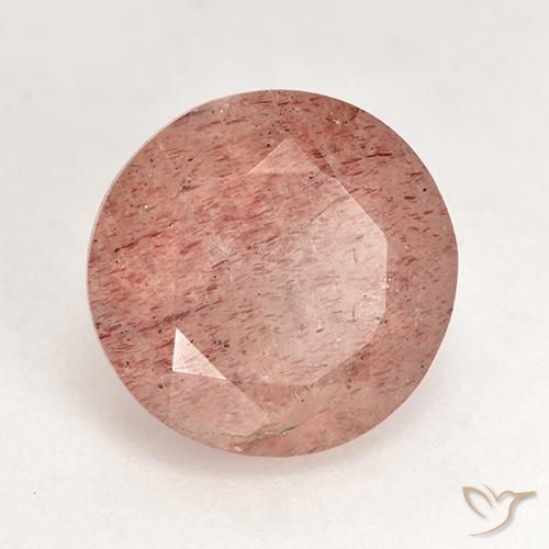 3.59 ct Pink Strawberry Quartz Stone, Natural Strawberry Quartz in Round Facet Shape for Sale