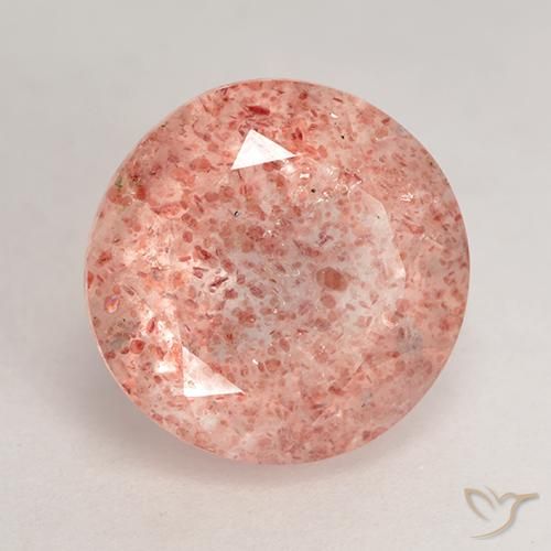 3.77 ct Pink Strawberry Quartz Stone, Natural Strawberry Quartz in Round Facet Shape for Sale