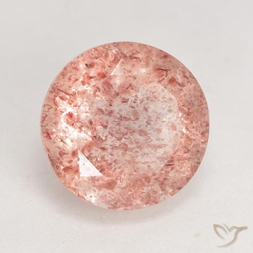 3.60 ct Pink Strawberry Quartz Stone, Natural Strawberry Quartz in Round Facet Shape for Sale