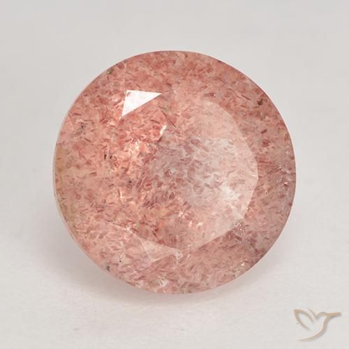 3.61 ct Pink Strawberry Quartz Stone, Natural Strawberry Quartz in Round Facet Shape for Sale