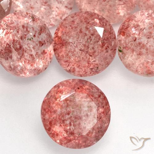 53.35 ctw Pink Strawberry Quartz Stones, Natural Strawberry Quartz in Round Facet Shape for Sale