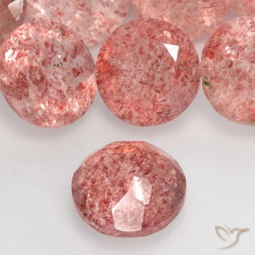 Strawberry Quartz Gemstones in 7 mm (calibrated) Size for Sale, Strawberry Quartz Stones in Medium Pink Color
