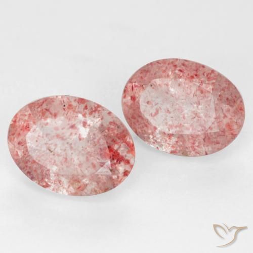 2.23 ctw Pink Strawberry Quartz Stones, Natural Strawberry Quartz in Oval Facet Shape for Sale