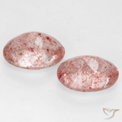 Strawberry Quartz Gemstones in 8 x 6 mm (calibrated) Size for Sale, Strawberry Quartz Stones in Medium-Light Pink Color