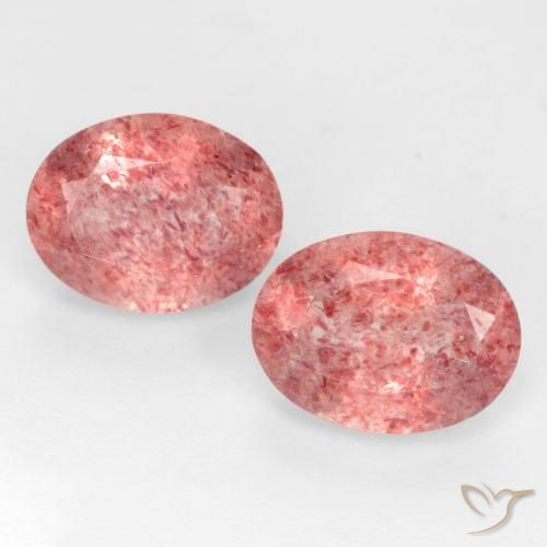 2.32ctw Natural Reddish Pink Tone Strawberry Quartz, Oval, Translucent