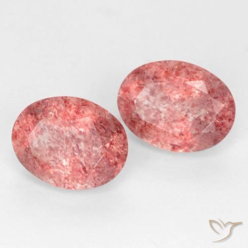 2.32 ctw Pink Strawberry Quartz Stones, Natural Strawberry Quartz in Oval Facet Shape for Sale
