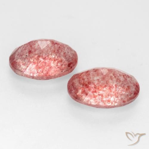 Strawberry Quartz Gemstones in 8 x 6 mm (calibrated) Size for Sale, Strawberry Quartz Stones in Reddish Pink Tone Color