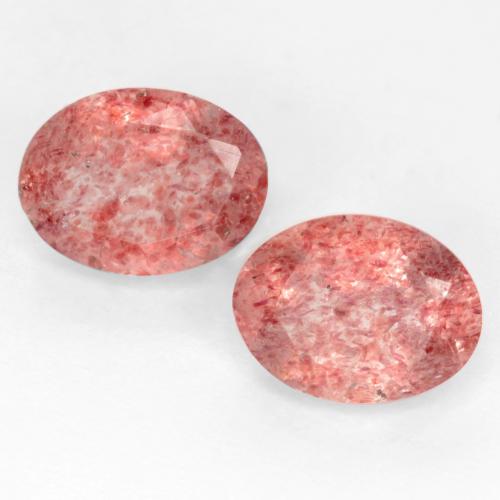 2 pièces assorties Quartz Fraise Rose Ovale de taille 8 x 6,1mm, poids total de 2,08 ct / moyenne de 1,04 ct chacune, Rose moyen avec pureté Translucide, pierre gemme naturelle Non traité, dureté de Mohs 7 convient aux bijoux de tous les jours, pierre de sagesse, Photo A