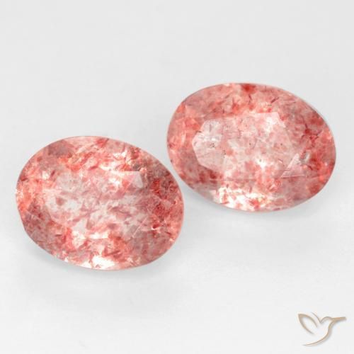 2.58 ctw Pink Strawberry Quartz Stones, Natural Strawberry Quartz in Oval Facet Shape for Sale
