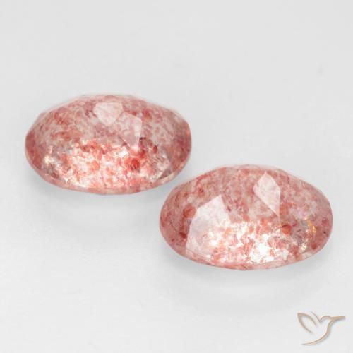 Strawberry Quartz Gemstones in 8 x 6 mm (calibrated) Size for Sale, Strawberry Quartz Stones in Medium Pink Color