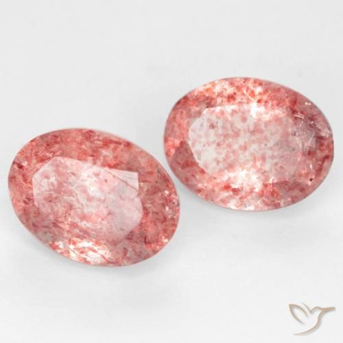 2.29 ctw Pink Strawberry Quartz Stones, Natural Strawberry Quartz in Oval Facet Shape for Sale