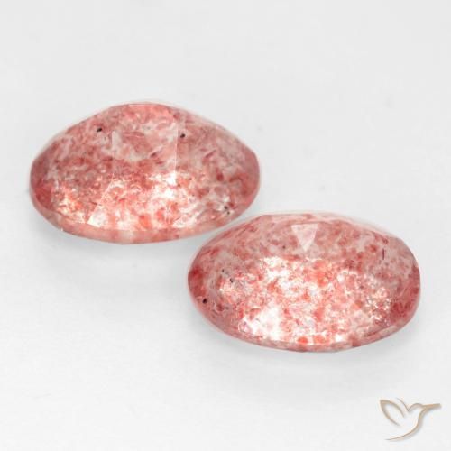 Strawberry Quartz Gemstones in 8 x 6 mm (calibrated) Size for Sale, Strawberry Quartz Stones in Medium Pink Color