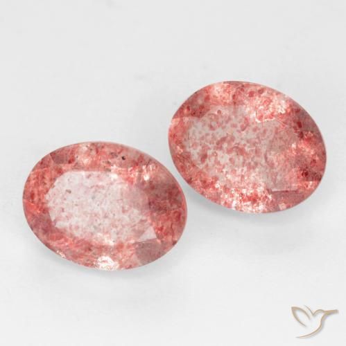 2.38 ctw Pink Strawberry Quartz Stones, Natural Strawberry Quartz in Oval Facet Shape for Sale