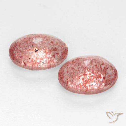 Strawberry Quartz Gemstones in 8 x 6 mm (calibrated) Size for Sale, Strawberry Quartz Stones in Medium Pink Color