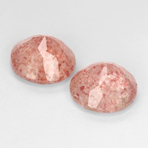 Strawberry Quartz Gemstones in 9 mm (calibrated) Size for Sale, Strawberry Quartz Stones in Peach Rose Pink Color
