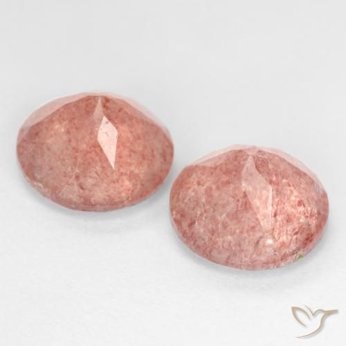 Strawberry Quartz Gemstones in 9 mm (calibrated) Size for Sale, Strawberry Quartz Stones in Medium-Light Pink Color