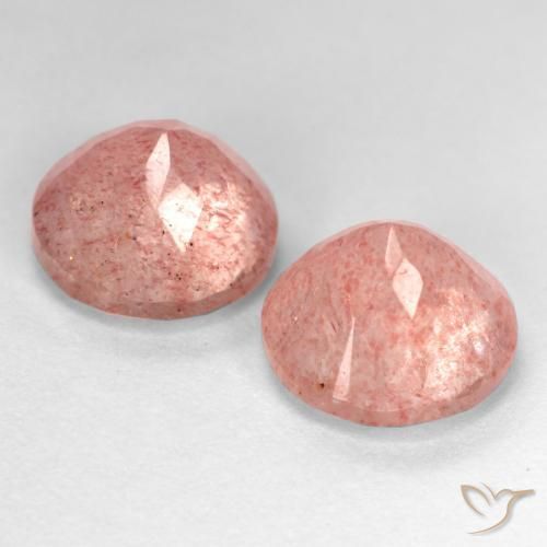Strawberry Quartz Gemstones in 9 mm (calibrated) Size for Sale, Strawberry Quartz Stones in Medium-Light Pink Color