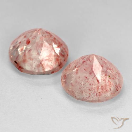 Strawberry Quartz Gemstones in 9 mm (calibrated) Size for Sale, Strawberry Quartz Stones in Light Pink Color