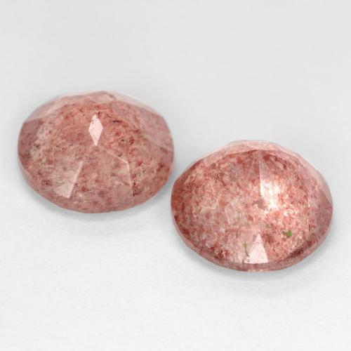 Strawberry Quartz Gemstones in 9 mm (calibrated) Size for Sale, Strawberry Quartz Stones in Medium Pink Color