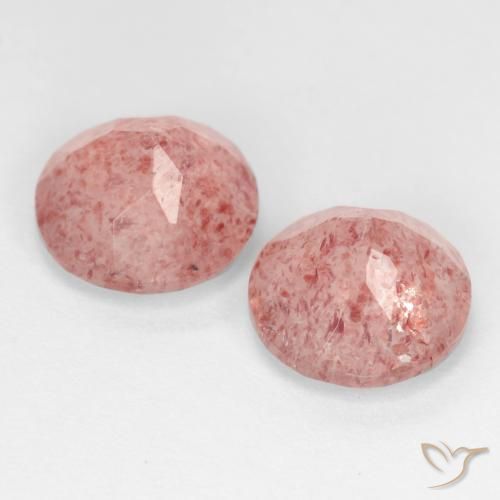 Strawberry Quartz Gemstones in 9 mm (calibrated) Size for Sale, Strawberry Quartz Stones in Medium-Light Pink Color