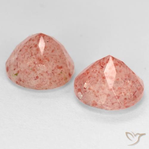 Strawberry Quartz Gemstones in 9 mm (calibrated) Size for Sale, Strawberry Quartz Stones in Peach Rose Pink Color