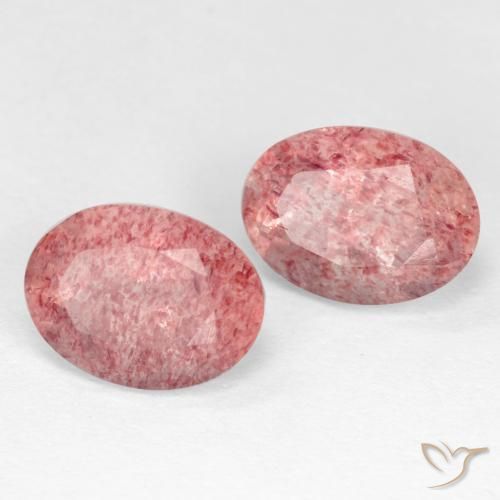 2.82 ctw Pink Strawberry Quartz Stones, Natural Strawberry Quartz in Oval Facet Shape for Sale