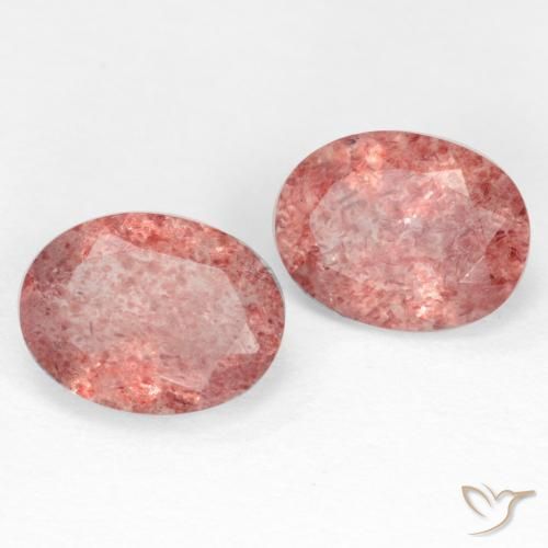 2.36 ctw Pink Strawberry Quartz Stones, Natural Strawberry Quartz in Oval Facet Shape for Sale