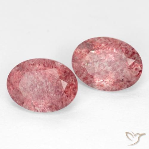 2.37 ctw Pink Strawberry Quartz Stones, Natural Strawberry Quartz in Oval Facet Shape for Sale