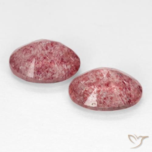 Strawberry Quartz Gemstones in 8 x 6 mm (calibrated) Size for Sale, Strawberry Quartz Stones in Deep Pink Color