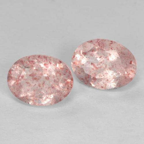 2.47 ctw Pink Strawberry Quartz Stones, Natural Strawberry Quartz in Oval Facet Shape for Sale