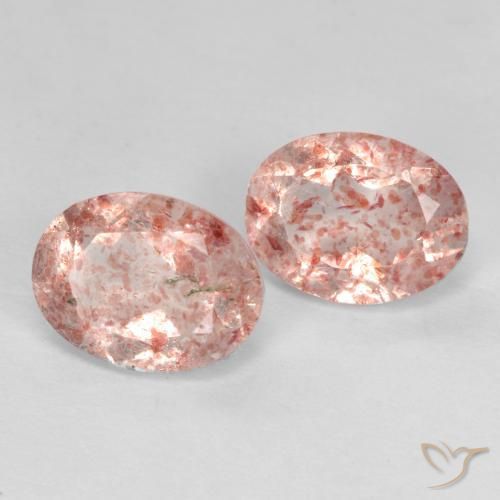 2.34 ctw Pink Strawberry Quartz Stones, Natural Strawberry Quartz in Oval Facet Shape for Sale
